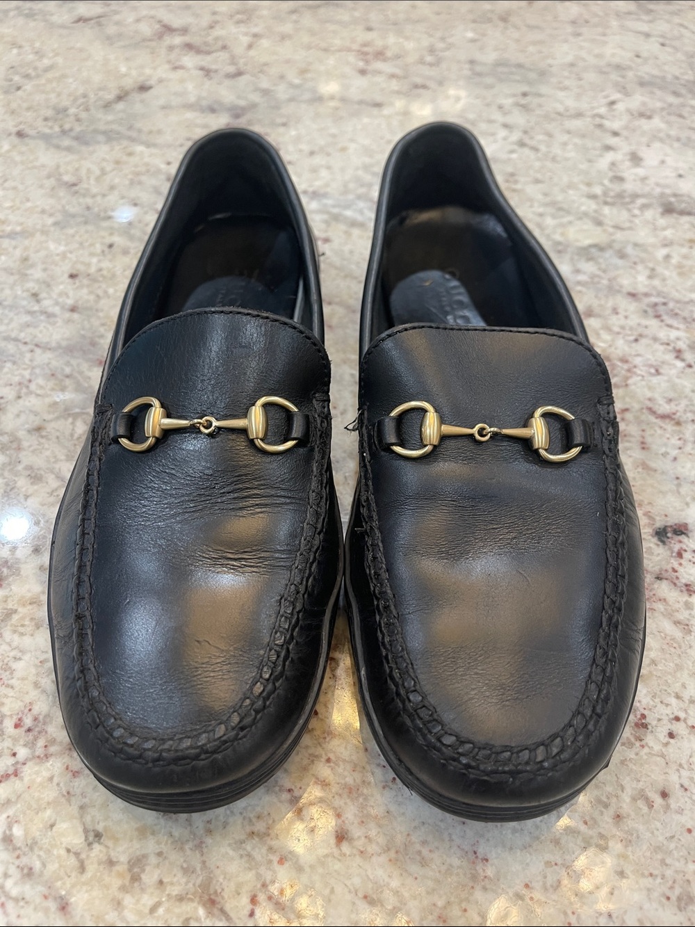 Authentic Vintage Gucci Black Leather Horsebit Driving Loafers Made in Italy